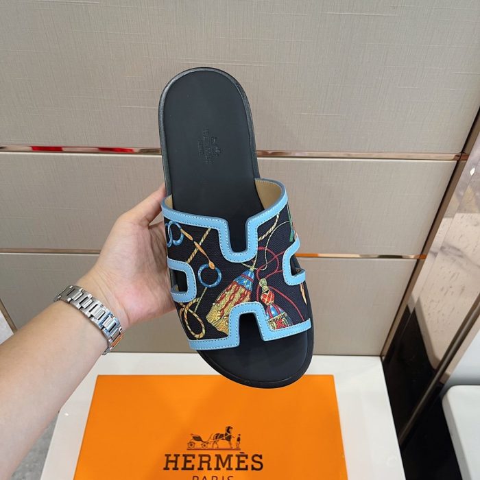 Hermes 伊兹密尔 男士 蓝色多色凉鞋