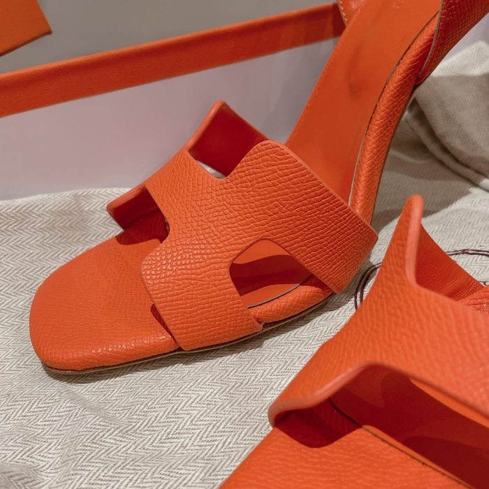 Hermes Ella 女式凉鞋 橙色 4.1 英寸/10.5 厘米