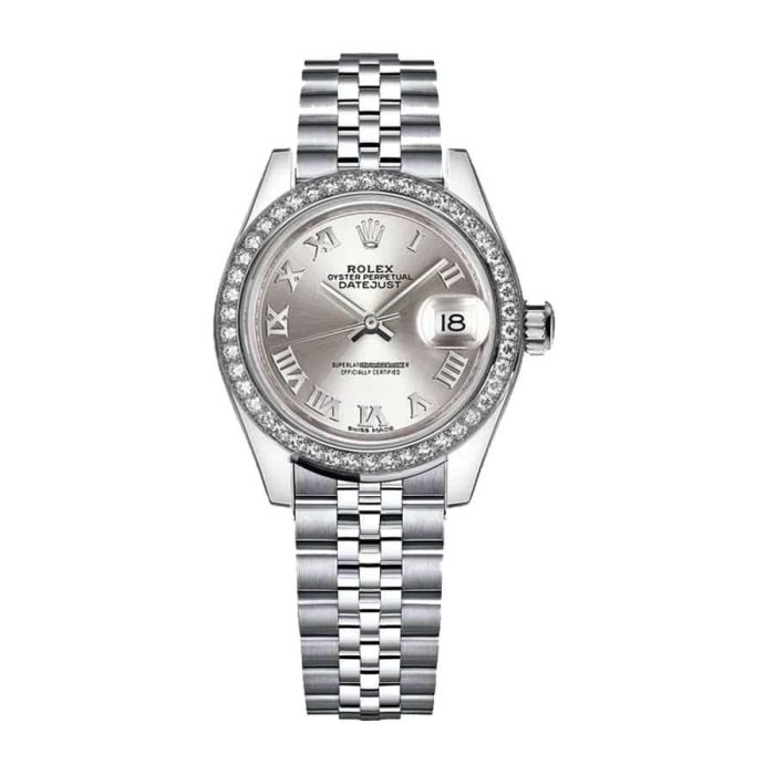 劳力士 Datejust 279166 铂金自动灰色钻石表盘 Jubilee