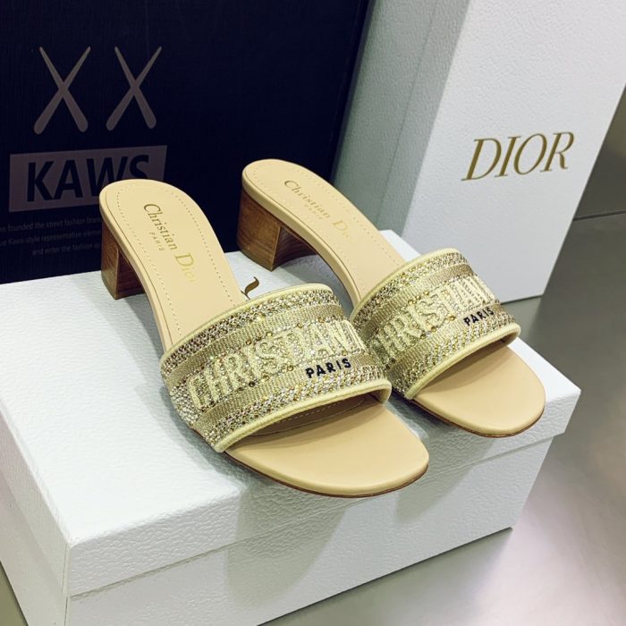 Christian Dior 女式 Dway 高跟拖鞋黄色女式 CD