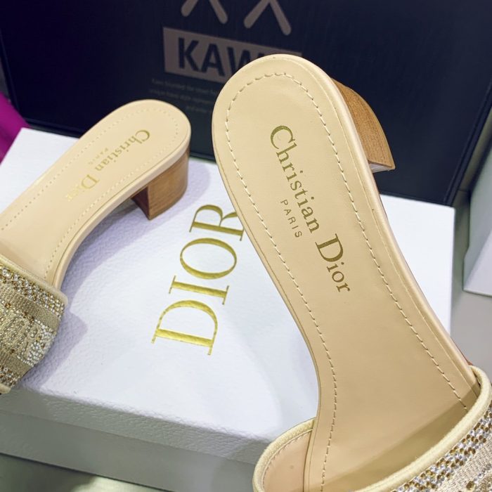 Christian Dior 女式 Dway 高跟拖鞋黄色女式 CD