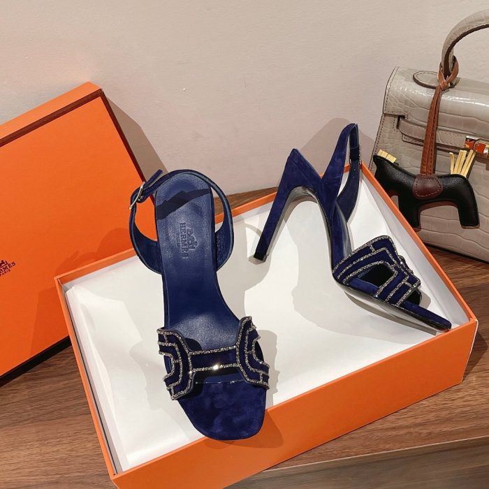 Hermes Premiere 女式凉鞋 蓝色 4.1 英寸/10.5 厘米