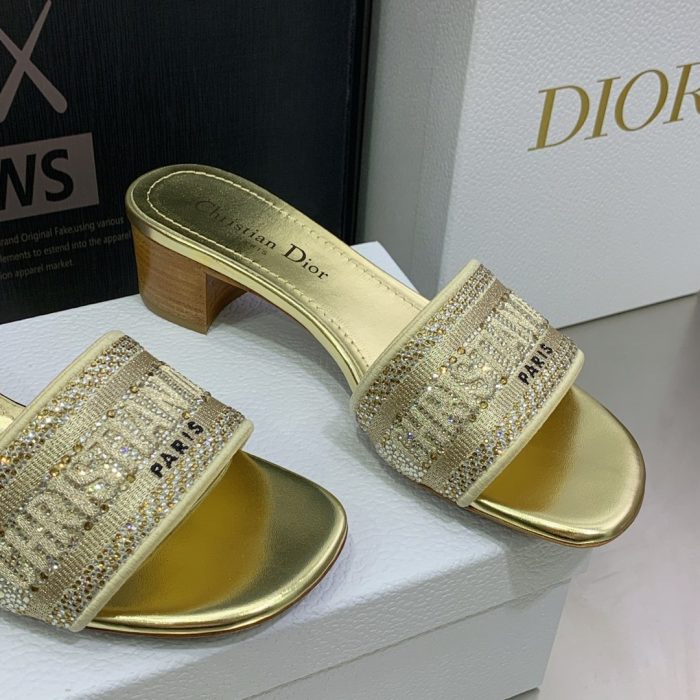 Christian Dior 女式 Dway 高跟拖鞋 金色 CD KCQ244LCS_S62K