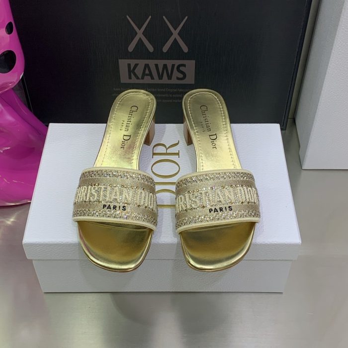 Christian Dior 女式 Dway 高跟拖鞋 金色 CD KCQ244LCS_S62K