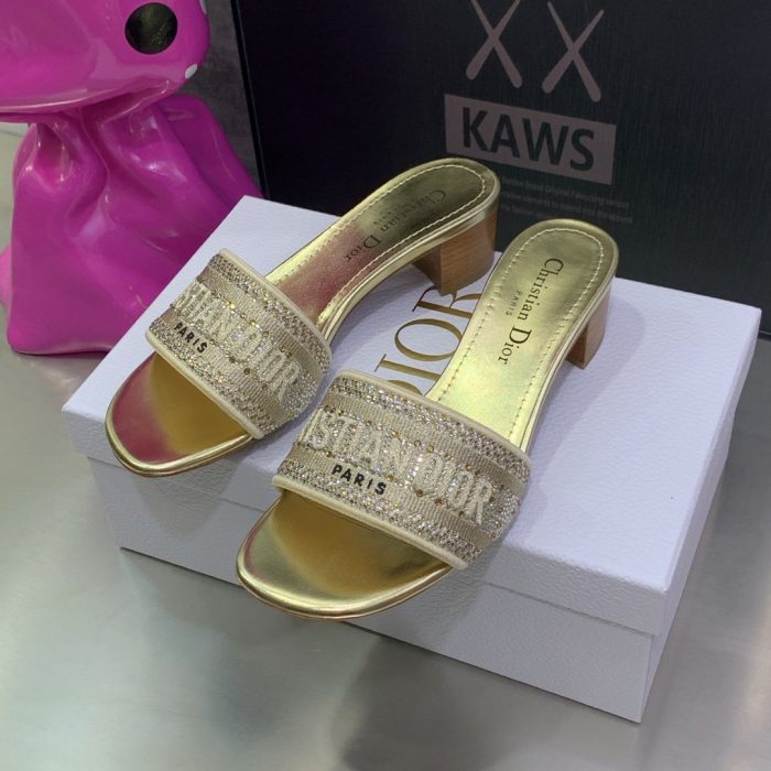 Christian Dior 女式 Dway 高跟拖鞋 金色 CD KCQ244LCS_S62K