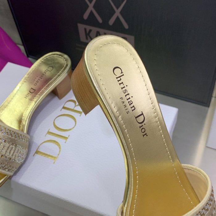 Christian Dior 女式 Dway 高跟拖鞋 金色 CD KCQ244LCS_S62K