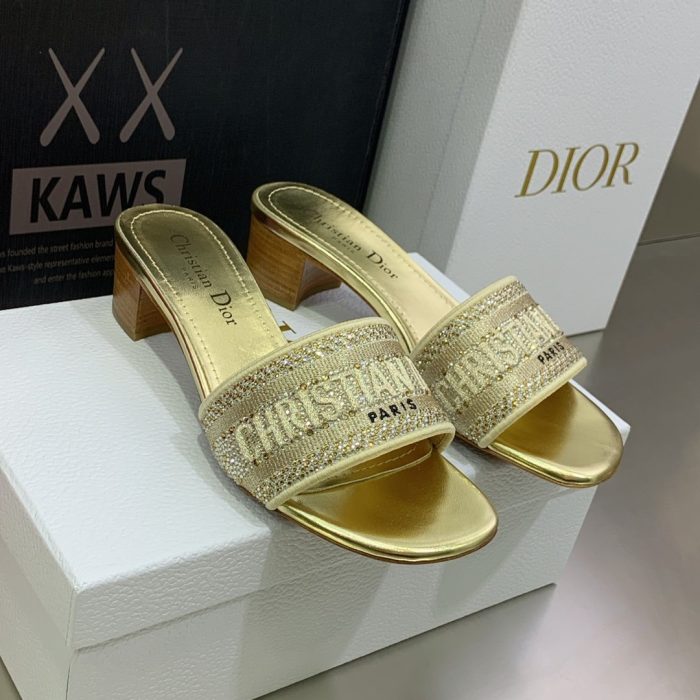 Christian Dior 女式 Dway 高跟拖鞋 金色 CD KCQ244LCS_S62K