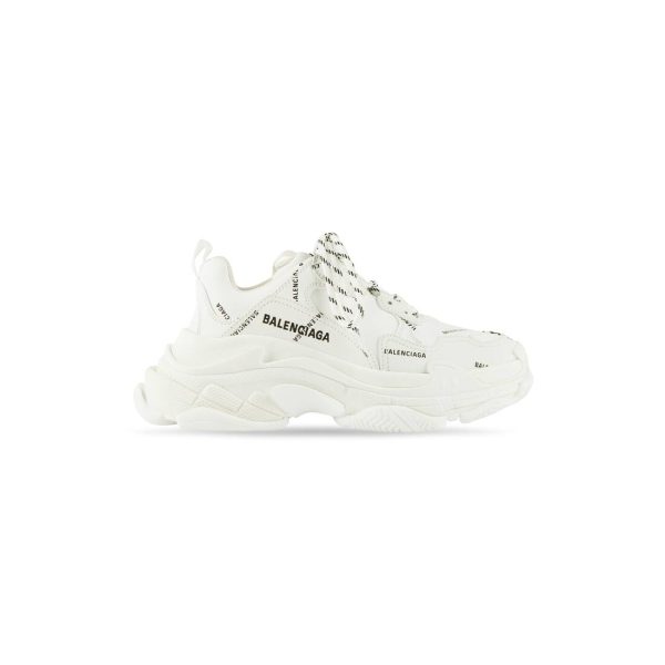 Womens Triple S Sneaker Allover Logo in White/black