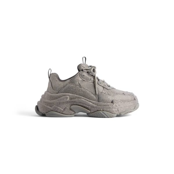 Womens Triple S Sneaker With Rhinestones  in Dark Grey