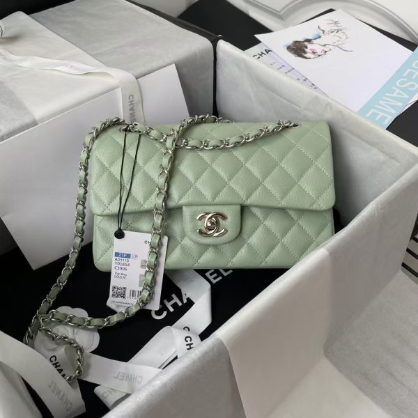 Chanel Small Classic Handbag Caviar Silver Hardware