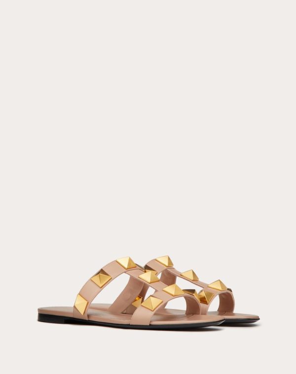 FLAT ROMAN STUD CALFSKIN SLIDE SANDAL