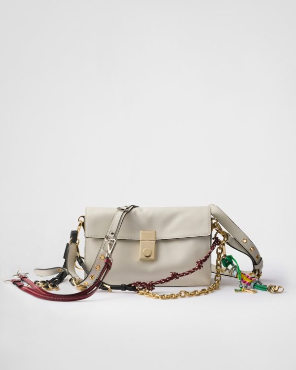 Prada Soft Sound Small Leather Shoulder Bag With Charms